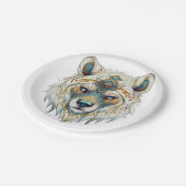 Indianischer Spiritueller Wolf Pappteller (Schrägansicht)