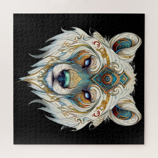 Indianischer Spiritueller Wolf Puzzle (Horizontal)