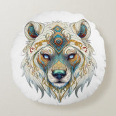 Indianischer Spiritueller Wolf Rundes Kissen (Vorderseite)