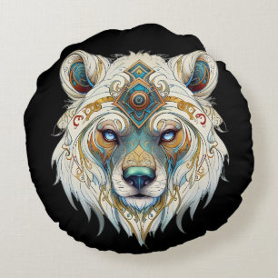 Indianischer Spiritueller Wolf Rundes Kissen