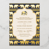 Indianisches Foto Hochzeit von Gold Folieneinladung (Vorderseite)