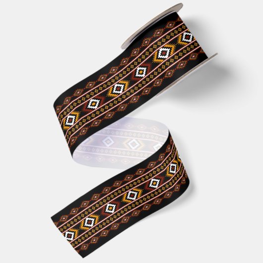 Indianisches geometrisches Muster der Native Ameri Satinband (Rückseite)