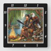 Indianisches Licht: Adlerhorst Schattenwillow-Erho Quadratische Wanduhr (Vorderseite)