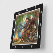 Indianisches Licht: Adlerhorst Schattenwillow-Erho Quadratische Wanduhr (Winkel)