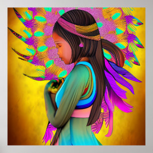 Indianisches Mädchen AI-Kunst Poster