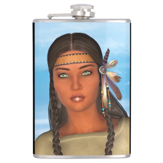 Indianisches Mädchen Flachmann (Vorderseite)
