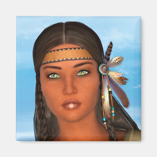 Indianisches Mädchen Magnet (Vorne)