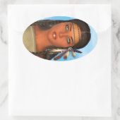 Indianisches Mädchen Ovaler Aufkleber (Tasche)