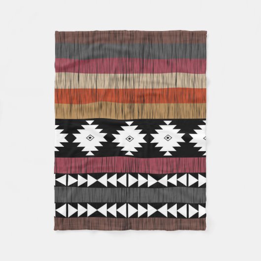 Indianisches Muster für farbenfrohe Linien Fleecedecke (Vorderseite)