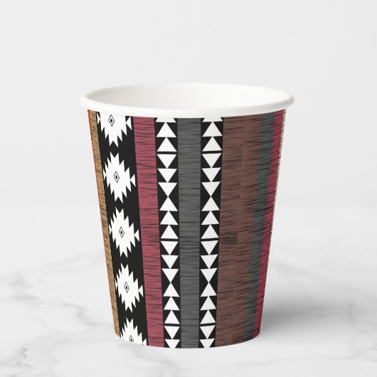 Indianisches Muster für farbenfrohe Linien Pappbecher (Vorderseite)
