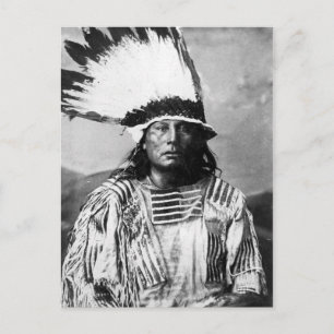 Indianisches Vintage-Porträt eines Ureinwohners Am Postkarte