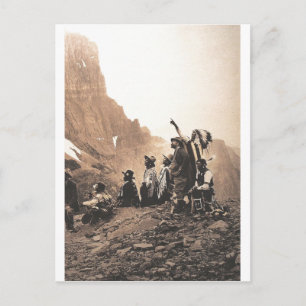 Indianisches Vintage-Porträt eines Ureinwohners Am Postkarte