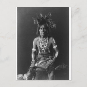 Indianisches Vintage-Porträt eines Ureinwohners Am Postkarte