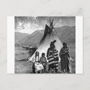 Indianisches Vintage-Porträt eines Ureinwohners Am Postkarte