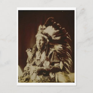 Indianisches Vintage-Porträt eines Ureinwohners Am Postkarte