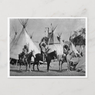 Indianisches Vintage-Porträt eines Ureinwohners Am Postkarte