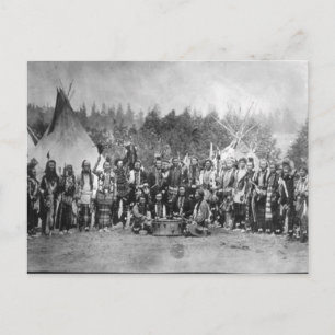 Indianisches Vintage-Porträt eines Ureinwohners Am Postkarte