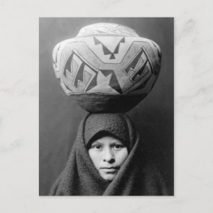 Indianisches Vintage-Porträt eines Ureinwohners Am Postkarte