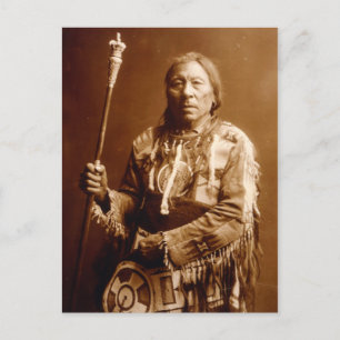 Indianisches Vintage-Porträt eines Ureinwohners Am Postkarte