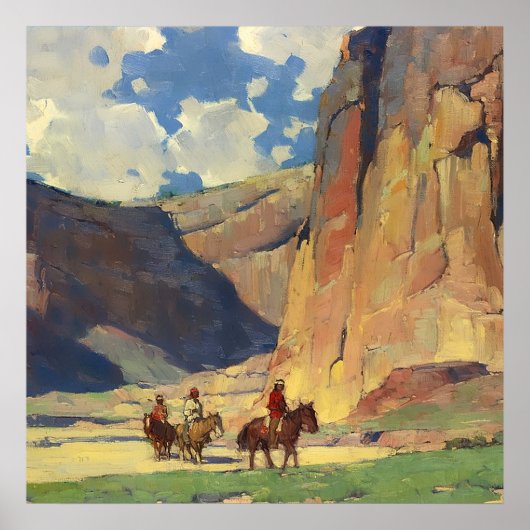 "IndiansThrough Canyon de Chelly" von Edgar Payne Poster (Vorne)