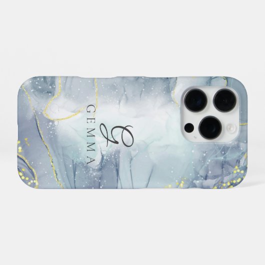 Indicolite Gold Glitzer Wasserfarbe individuell an iPhone Hülle (Rückseite (Horizontal))