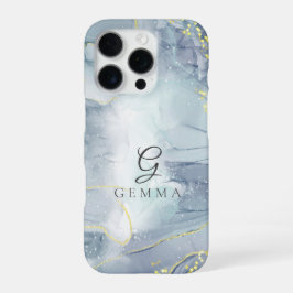 Indicolite Gold Glitzer Wasserfarbe individuell an iPhone 16 Pro Hülle