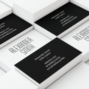 Indie Author Schwarz-Weiß-Klassiker Schriftart Visitenkarte