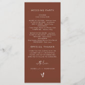 INDIE Bohemisch Earth Toned Beige Wedding Program Menükarte (Rückseite)