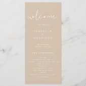 INDIE Bohemisch Earth Toned Beige Wedding Program Menükarte (Vorderseite)