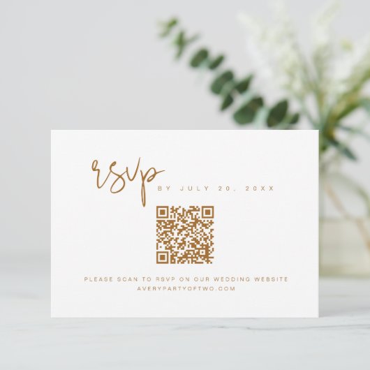 INDIE Bohemisch Terracotta QR Code RSVP Card Einladung (Stehend Vorderseite)