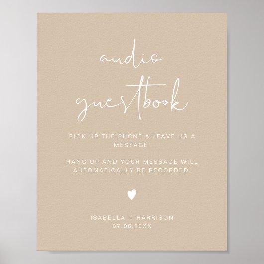 INDIE Boho Audio Guestbook Wedding Sign Poster (Vorne)