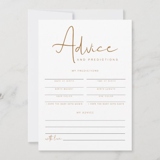 INDIE Boho Baby Shower Advice & Predictions Card Einladung (Vorderseite)