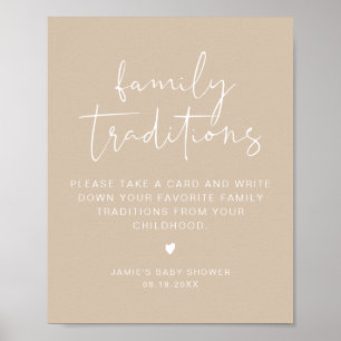 INDIE Boho Beige Familientraditionen Kinderdusche Poster