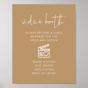 INDIE Boho Beige Moderne Hochzeits-Videobooth-Tafe Poster