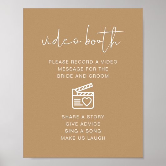 INDIE Boho Beige Moderne Hochzeitsvideokabine - St Poster (Vorne)