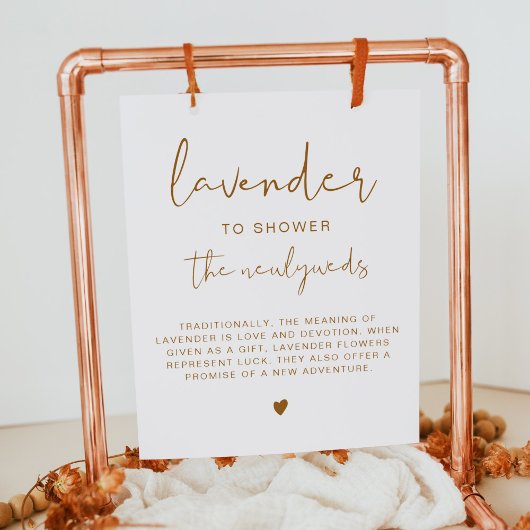 INDIE Boho Burnt Orange Lavender Toss Wedding Sign Poster