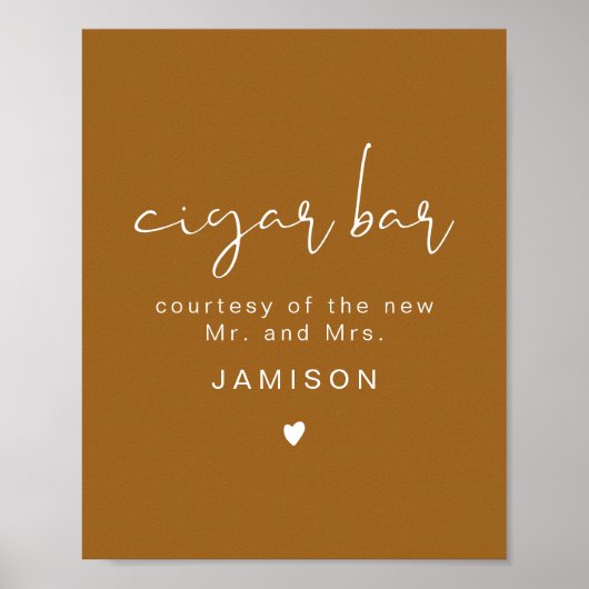 INDIE Boho Burnt Orange Wedding Cigar Bar Poster (Vorne)