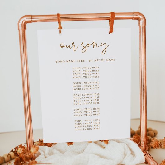 INDIE Boho Burnt Orange Wedding Song Texte Poster