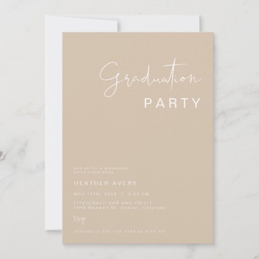 INDIE Boho Earth Toned Beige Graduation Party Einladung (Vorderseite)