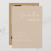 INDIE Boho Earth Toned Beige Graduation Party Einladung (Vorne/Hinten)