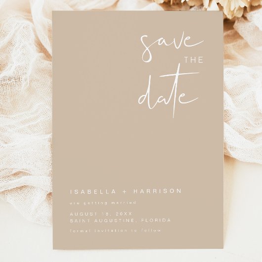 INDIE Boho Earth Toned Beige Save the Date Einladung