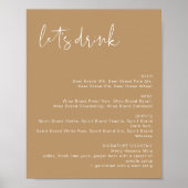 INDIE Boho Earth Toned Let's Drink Bar Menu-Zeiche Poster (Vorne)