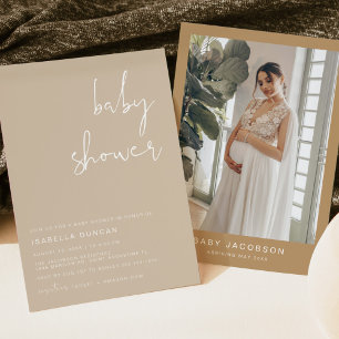 Indie-Boho-Erdfarbene Beige-Baby-Shower-Einladung Einladung