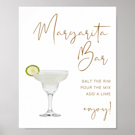 INDIE Boho Minimalistisch Margarita Bar Sign Poster (Vorne)