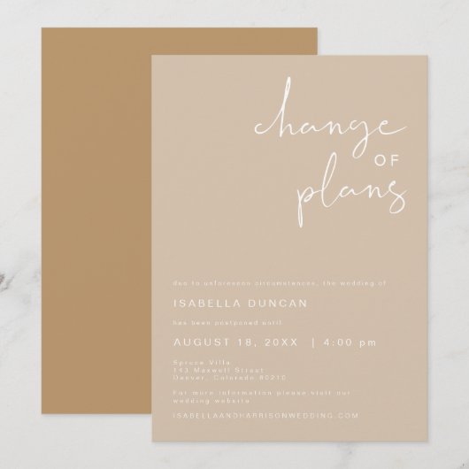 INDIE Boho Wedding Change Pläne Einladung (Vorne/Hinten)