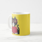 Indie Folk Art Turtleneck Cat Painting Fun Kaffeetasse (Vorderseite Links)