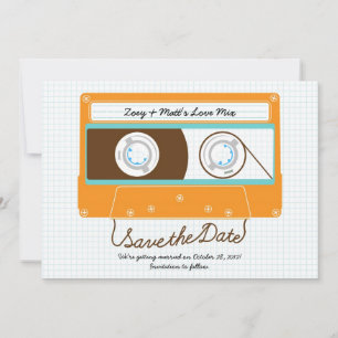 Indie-Mixtape-Hochzeit (Orange/Sky) Save the Date