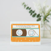 Indie Mixtape (Orange/Sky) Save the Date Ankündigungspostkarte (Stehend Vorderseite)