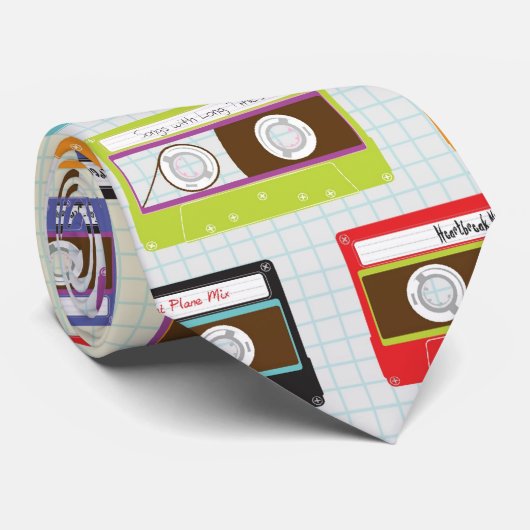 Indie Mixtapes Retro 80er Cassette Tape Muster Krawatte (Gerollt)