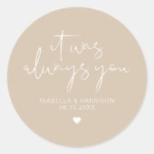 INDIE Modern Bohemisch Earthy Beige Gastgeschenk H Runder Aufkleber (Vorderseite)